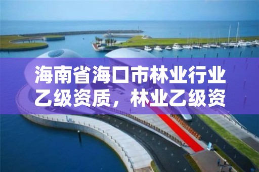 海南省海口市林业行业乙级资质，林业乙级资质办理条件