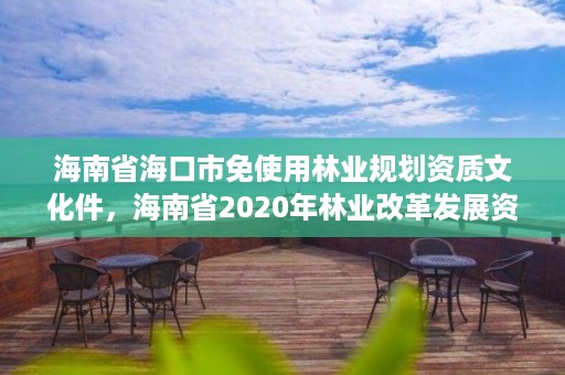 海南省海口市免使用林业规划资质文化件，海南省2020年林业改革发展资金用途