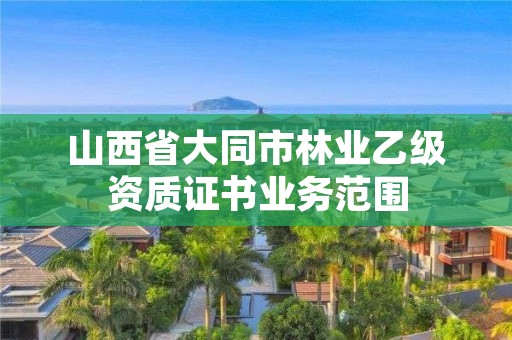 山西省大同市林业乙级资质证书业务范围