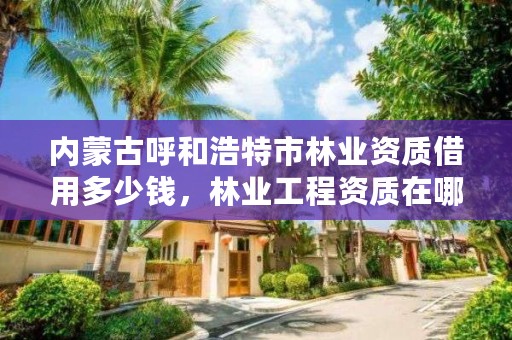 内蒙古呼和浩特市林业资质借用多少钱，林业工程资质在哪办