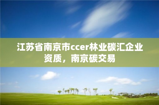 江苏省南京市ccer林业碳汇企业资质，南京碳交易