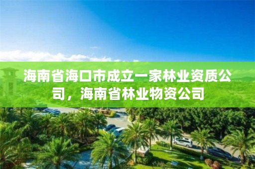 海南省海口市成立一家林业资质公司，海南省林业物资公司