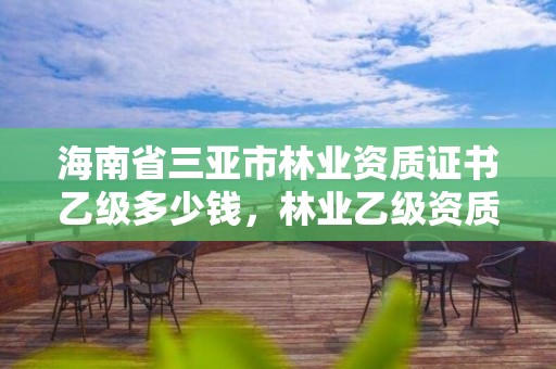 海南省三亚市林业资质证书乙级多少钱，林业乙级资质业务范围