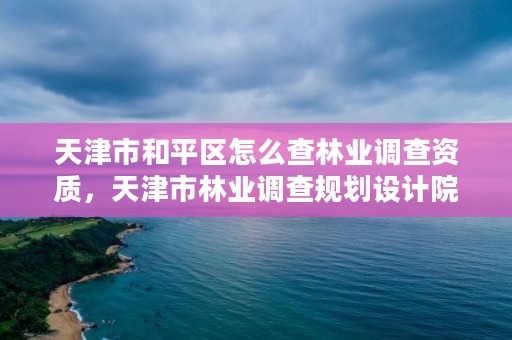 天津市和平区怎么查林业调查资质，天津市林业调查规划设计院