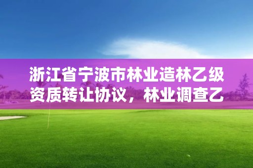 浙江省宁波市林业造林乙级资质转让协议，林业调查乙级资质转让