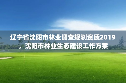 辽宁省沈阳市林业调查规划资质2019，沈阳市林业生态建设工作方案