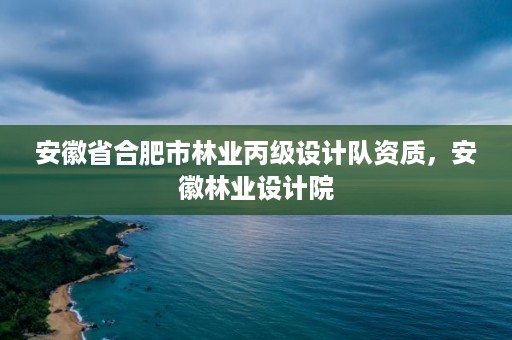 安徽省合肥市林业丙级设计队资质，安徽林业设计院