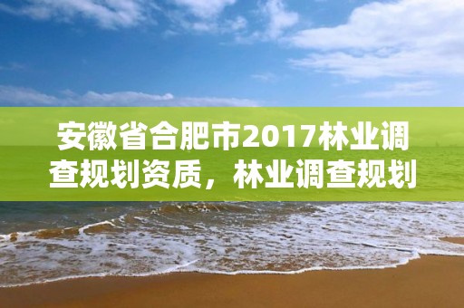 安徽省合肥市2017林业调查规划资质，林业调查规划资质证书