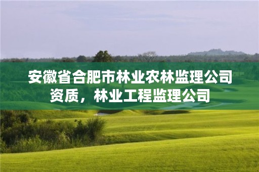 安徽省合肥市林业农林监理公司资质，林业工程监理公司