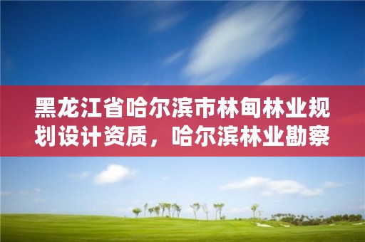 黑龙江省哈尔滨市林甸林业规划设计资质，哈尔滨林业勘察设计院