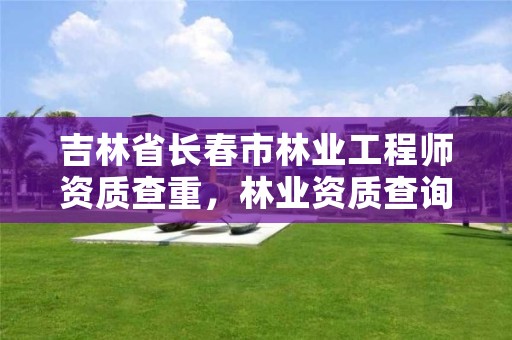 吉林省长春市林业工程师资质查重，林业资质查询