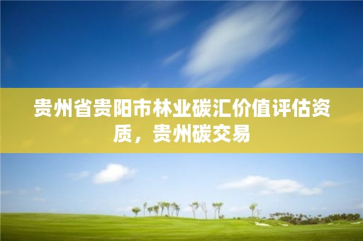 贵州省贵阳市林业碳汇价值评估资质，贵州碳交易