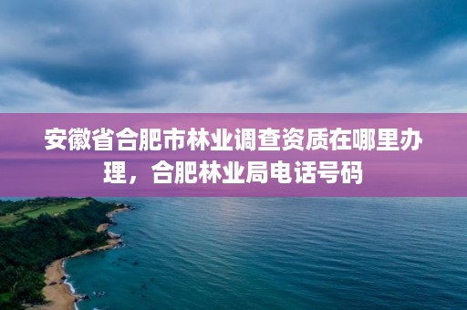 安徽省合肥市林业调查资质在哪里办理，合肥林业局电话号码