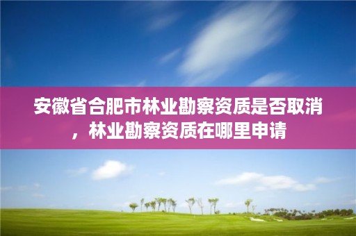 安徽省合肥市林业勘察资质是否取消，林业勘察资质在哪里申请