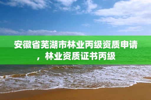 安徽省芜湖市林业丙级资质申请，林业资质证书丙级