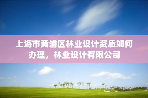 上海市黄浦区林业设计资质如何办理，林业设计有限公司