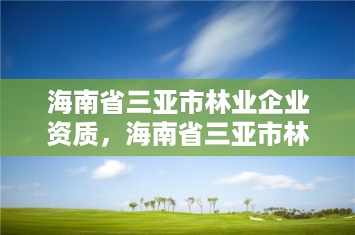 海南省三亚市林业企业资质，海南省三亚市林业企业资质公示