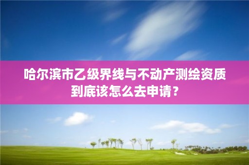 哈尔滨市乙级界线与不动产测绘资质到底该怎么去申请？