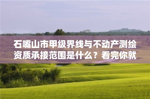 石嘴山市甲级界线与不动产测绘资质承接范围是什么？看完你就知道了