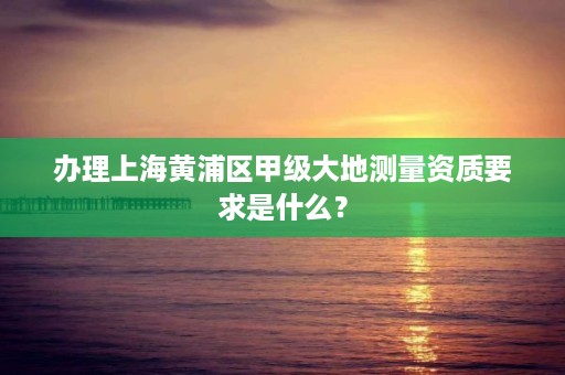 办理上海黄浦区甲级大地测量资质要求是什么？