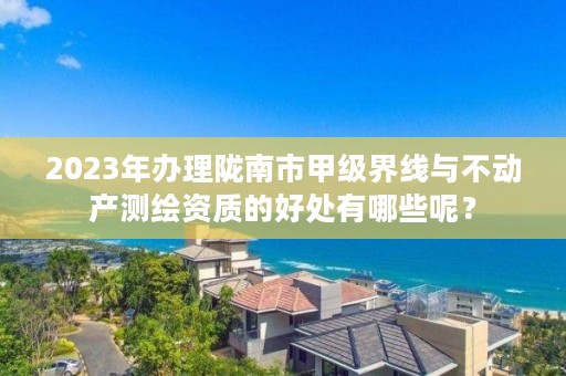 2023年办理陇南市甲级界线与不动产测绘资质的好处有哪些呢？