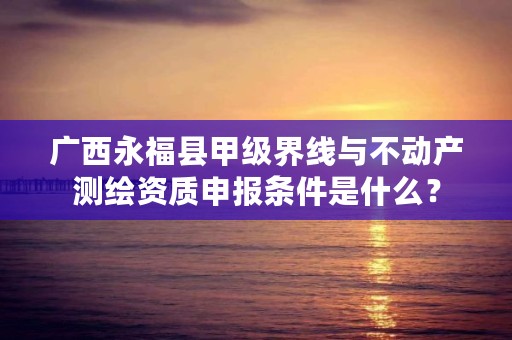 广西永福县甲级界线与不动产测绘资质申报条件是什么？