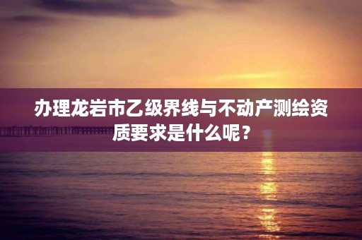 办理龙岩市乙级界线与不动产测绘资质要求是什么呢？