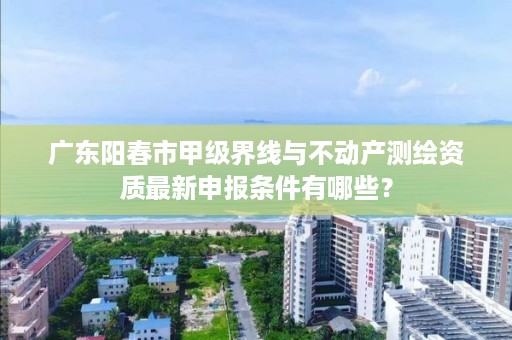 广东阳春市甲级界线与不动产测绘资质最新申报条件有哪些？