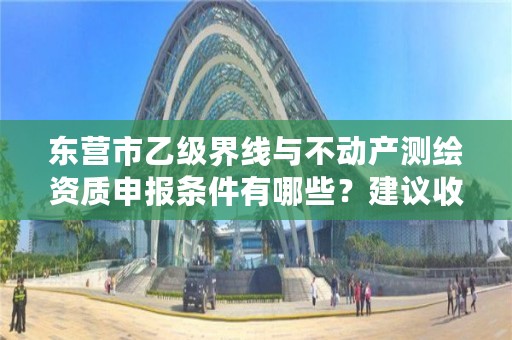 东营市乙级界线与不动产测绘资质申报条件有哪些？建议收藏！