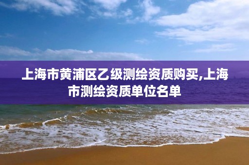 上海市黄浦区乙级测绘资质购买,上海市测绘资质单位名单