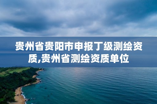 贵州省贵阳市申报丁级测绘资质,贵州省测绘资质单位