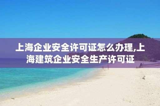 上海企业安全许可证怎么办理,上海建筑企业安全生产许可证