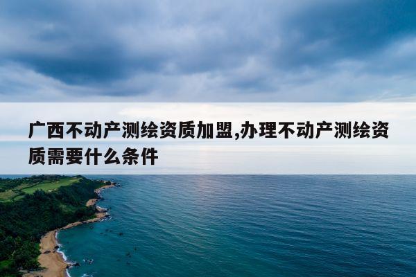 广西不动产测绘资质加盟,办理不动产测绘资质需要什么条件