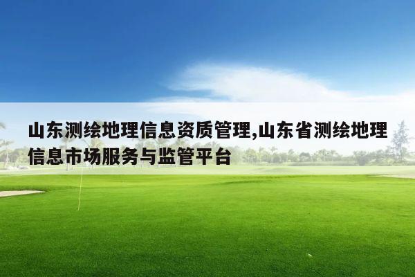 山东测绘地理信息资质管理,山东省测绘地理信息市场服务与监管平台